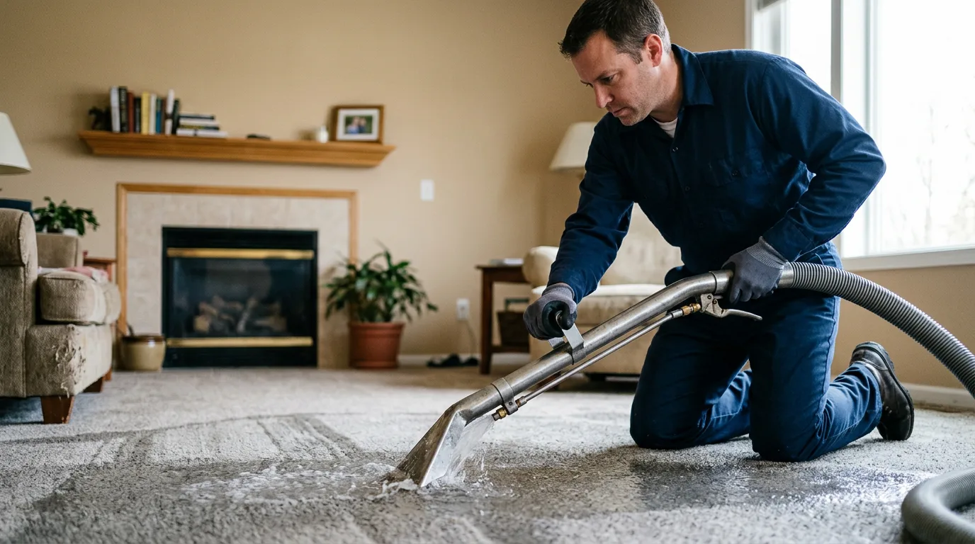 Water damage restoration technician working near Bramwell, WV